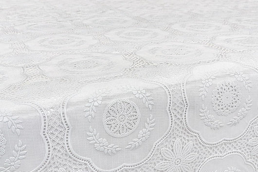 Tovaglia Plastificata 137x220 cm Ricamata Pizzo 3D Copritavolo Antimacchia Idrorepellente Dis.E