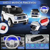 Benz Auto Cavalcabile per Bambini, Veicolo Elettrico 4WD con Telecomando Luci Musica e Clacson, Sospensione a Molla, 3-5 KM/H, per 37-96 Mesi (Bianco)