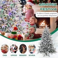 Albero di Natale Artificiale Innevato 147/186/210 CM, Albero di Natale con Cerniera e 8 Modalità luminose, 160/260/350 Luci LED Multicolori e 436/820 /1164 Punte di Ramo in PVC e PE (186 CM)