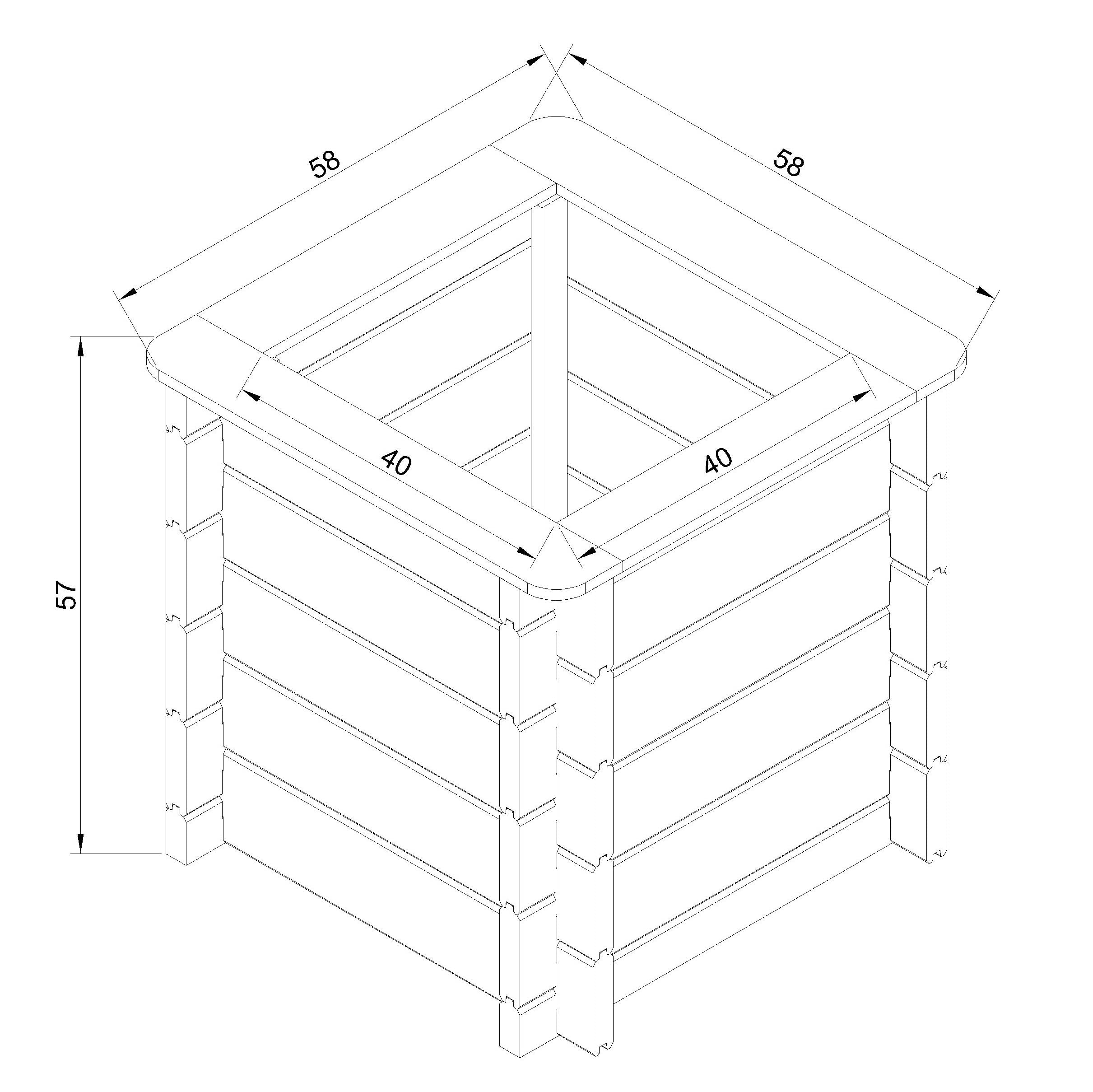 L'aiuola di giardino sopraelevata in legno - 58x58x57 cm - Timbela M618