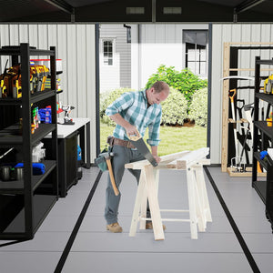 Tappeto per Pavimento in Plastica per Capanno degli Attrezzi, 343 x 215 cm, Tappeto Antiscivolo con Strisce Rinforzate, Parti Etichettate per Montaggio Facile, Base per Terrazza e Giardino