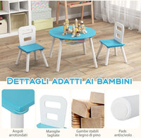 Set Tavolino Bambini con 2 Sedie, Set Tavolo e 2 Sedie Montessori con Borsa a Rete e Schienale Ergonomico, Mobile per Cameretta per Bambini di 3-7 anni