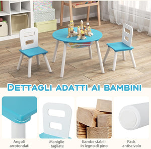 Set Tavolino Bambini con 2 Sedie, Set Tavolo e 2 Sedie Montessori con Borsa a Rete e Schienale Ergonomico, Mobile per Cameretta per Bambini di 3-7 anni