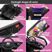 12V Auto Elettrico per Bambini, Macchina Fuoristrada a 2 Posti, Macchina Elettrica con Luci Suoni, Regalo per Bambini 3-8 Anni, 118x74x71 cm (Rosa)