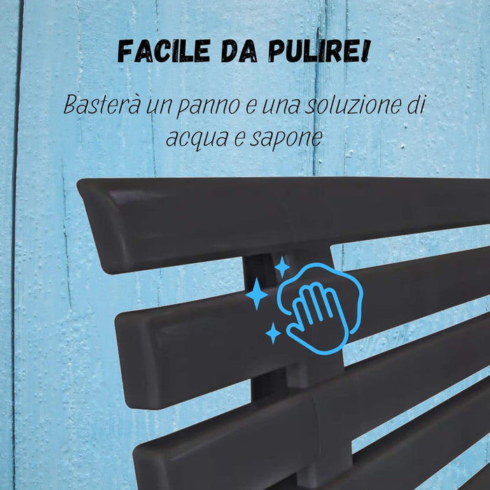 Panchina 3 Posti Da Esterno E Interno, Panchina Da Giardino In Plastica, Comoda E Resistente colore antracite Tomaino