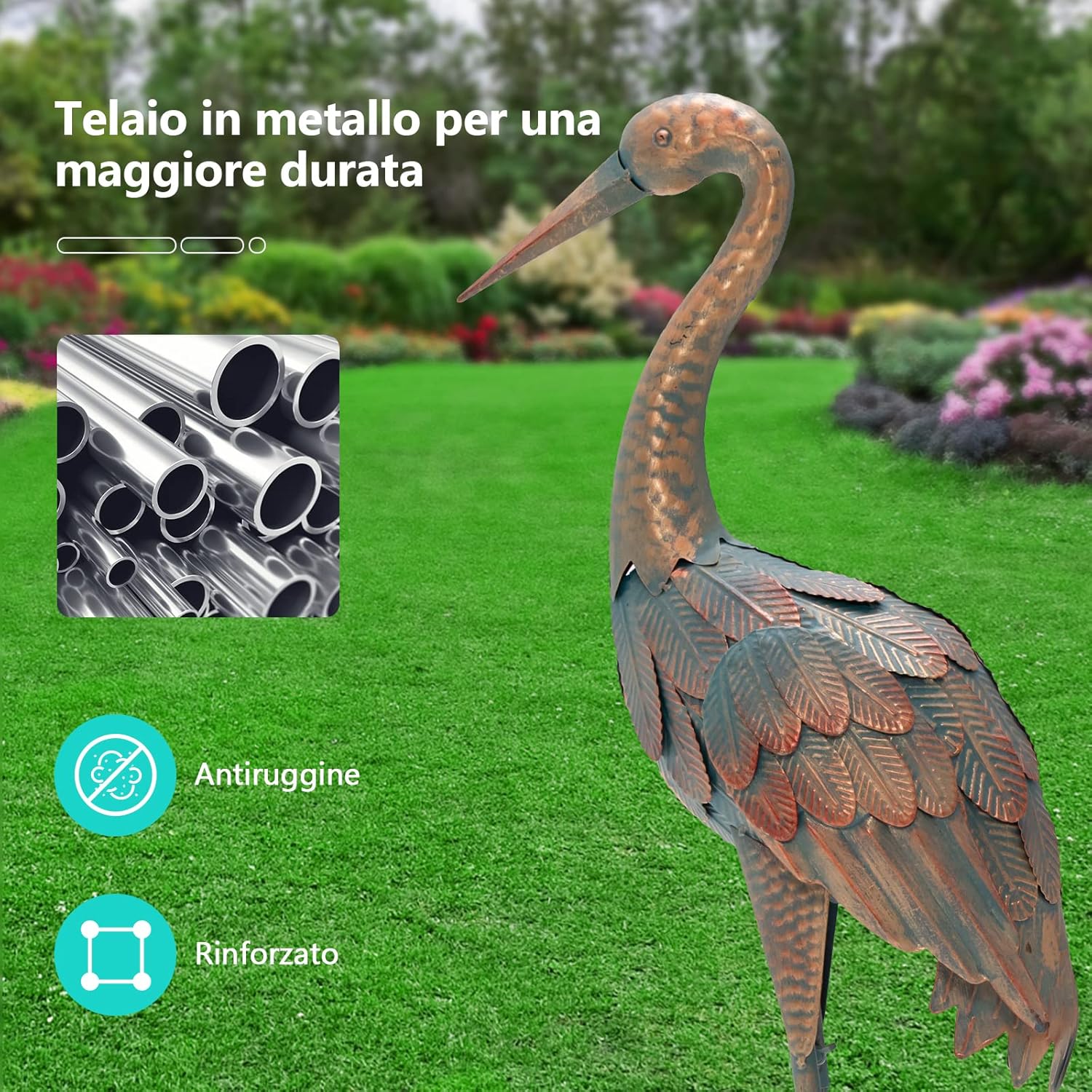 Statue da Giardino in Metallo, Set di 2 Sculture da Esterno ed Interno, Ideale per Casa, Patio, Prato e Cortile (Modello 2)