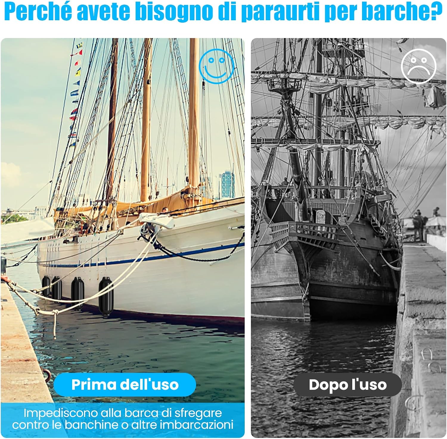 Set 4 Parabordi per Barca, Parabordi per Imbarcazioni, Gommonni, Boat Fender