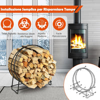 Portalegna da Interno ed Esterno, Porta Legna per Camino in Acciaio Resistente, Portalegna da Ardere per Caminetto e Braciere, Portata 200 kg