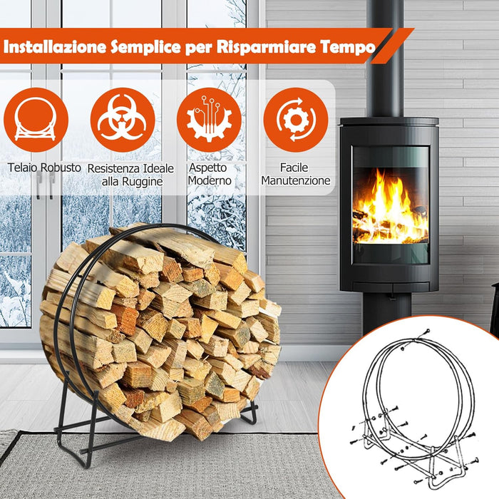 Portalegna da Interno ed Esterno, Porta Legna per Camino in Acciaio Resistente, Portalegna da Ardere per Caminetto e Braciere, Portata 200 kg