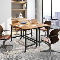 Scrivania per Ufficio e Casa, Scriviania con Ampio Piano e 4 Ruote Bloccabili, Scriviania per Computer di Metallo e Legno, 120 x 60 x 75 cm (Naturale)
