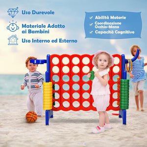 Forza 4 gigante, Set forza 4 per bambini e adulti, Con canestro e gioco di lancio, Perfetto per feste di compleanno e vacanze (Blu)