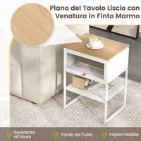 Tavolino con Anta a Ribalta, Tavolino da Divano o Letto a 3 Livelli con Ripiano di Archiviazione, Comodino Moderno per Soggiorno e Camera da Letto, 40 x 32 x 56 cm (Bianco)