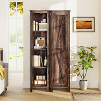 Mobile Bagno 43 x 39,5 x 183 cm, Colonna Bagno con Ante e 4 Ripiani, Armadietto Salvaspazio Alto a Colonna in MDF, per Soggiorno, Cucina e Ufficio (Marrone)