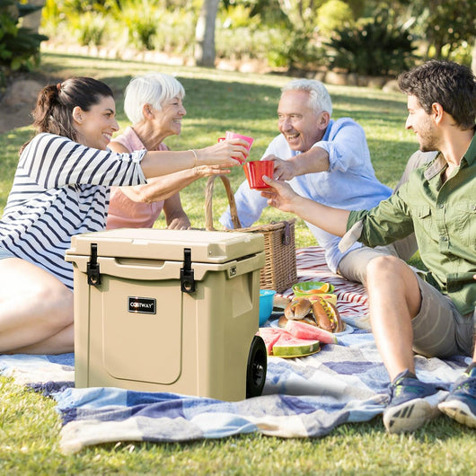 Borsa Frigo Portatile da 43 L, Ghiacciaia Portatile con Ruote, Maniglia in Alluminio, Apribottiglie, Frigo Portatile per Campeggio, Pesca, Viaggi, Spiaggia