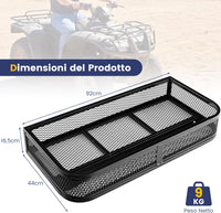 Cestino Portaoggetti Anteriore per ATV, Cestino Portapacchi Anteriore Resistente con Telaio in Metallo a Maglie, Cestino Portaoggetti per Accessori per ATV/UTV, 92 x 44 x 16,5 cm