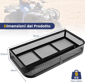 Cestino Portaoggetti Anteriore per ATV, Cestino Portapacchi Anteriore Resistente con Telaio in Metallo a Maglie, Cestino Portaoggetti per Accessori per ATV/UTV, 92 x 44 x 16,5 cm