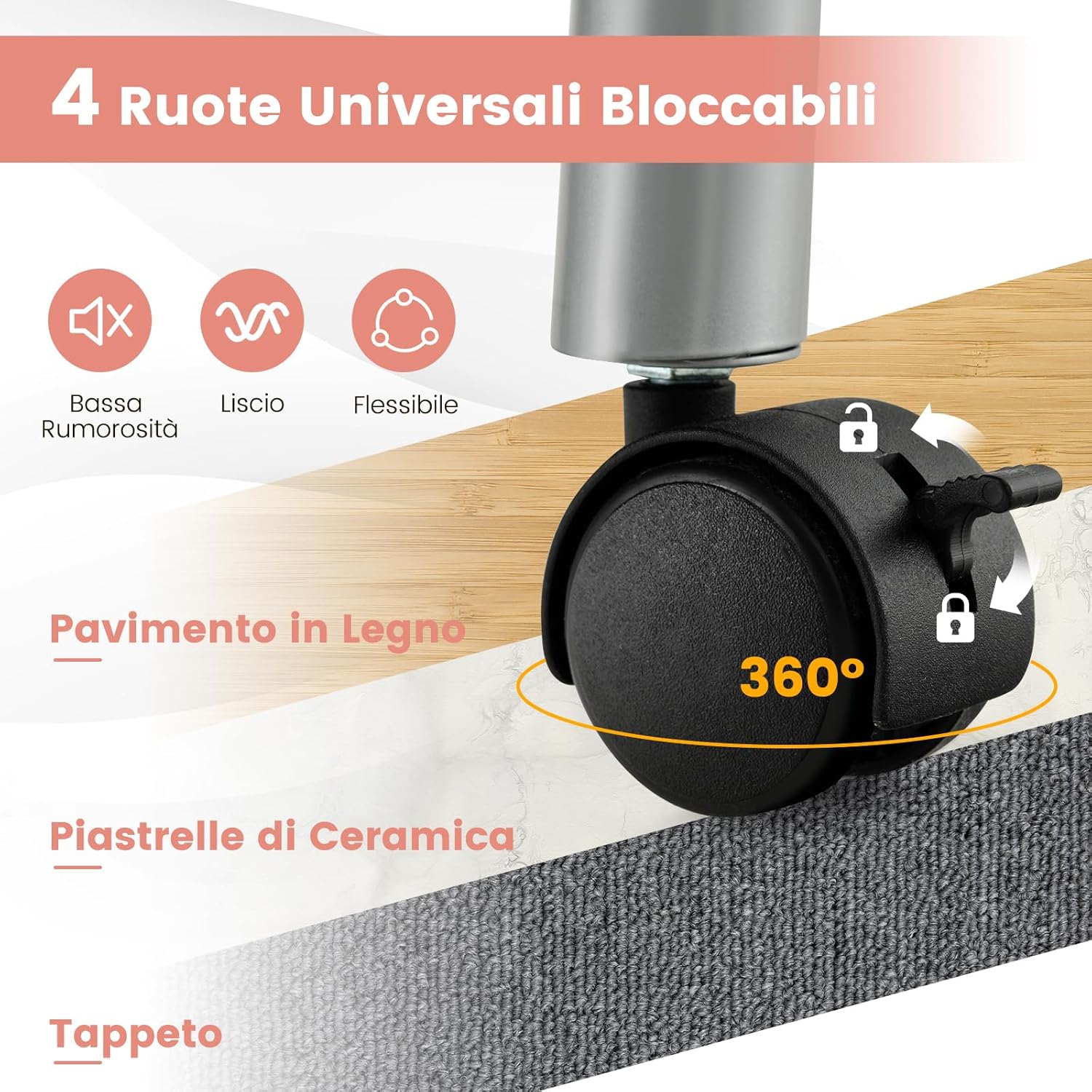 Tavolo per Manicure Pieghevole con Aspiratore, Tavolo per Unghie Portatile con Luce LED Regolabile, Cuscino Poggia Polso Rimovibile, Borsa da Trasporto e 4 Ruote Bloccabili (Rosa)