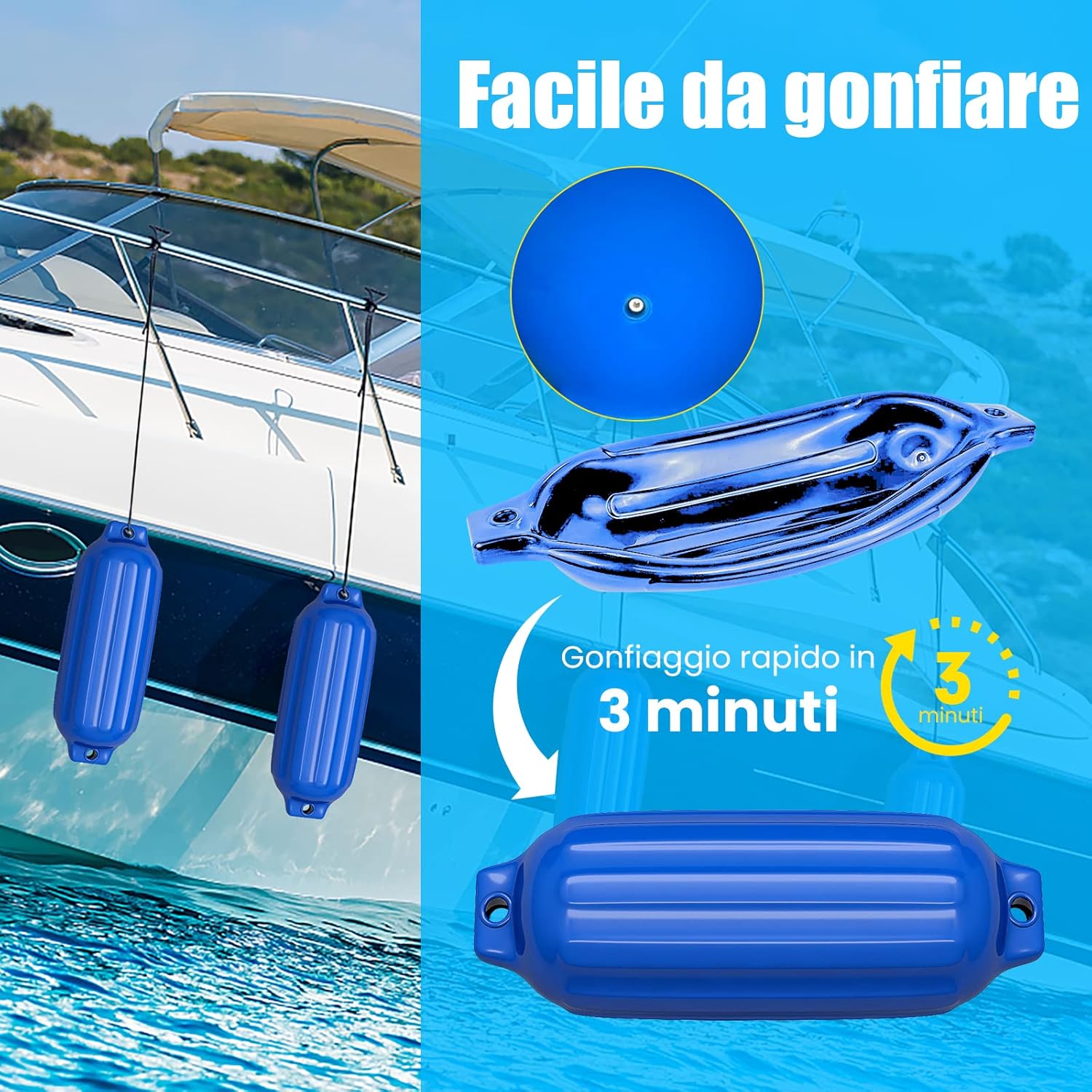 Set 4 Parabordi per Barca, Parabordi per Imbarcazioni, Gommonni, Boat Fender