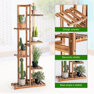 Scaffale per Piante da Interno ed Esterno, Porta Fiori di Legno a 5/6 Livelli, Porta Vasi per Giardino, Balcone e Soggiorno (6 livelli)