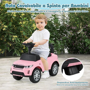 Macchinina Cavalcabile per Bambini, Macchina a Spinta con Clacson, Suoni del Motore e Spazio di Stoccaggio, Auto Giocattolo per Bambini da 1-3 Anni (Rosa)