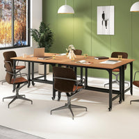 Scrivania per Ufficio e Casa, Scriviania con Ampio Piano e 4 Ruote Bloccabili, Scriviania per Computer di Metallo e Legno, 120 x 60 x 75 cm (Naturale)