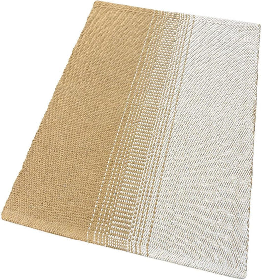 Tappeto Cucina Bagno Puro Cotone Assorbente Tessuto Intrecciato a Mano Beige 55x280 cm