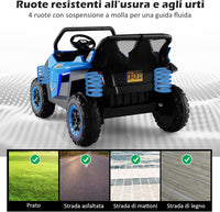 12V Auto Elettrico per Bambini, Macchina Fuoristrada a 2 Posti, Macchina Elettrica con Luci Suoni, Regalo per Bambini 3-8 Anni, 118x74x71 cm (Blu)