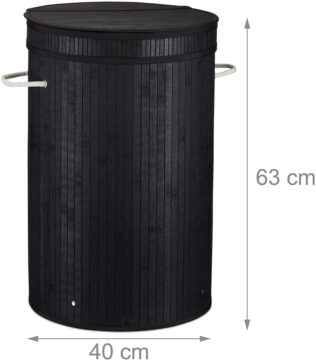 Cesto portabiancheria rotondo con coperchio 63 cm bambù nero 13_0000819_4