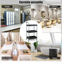 Carrello per Utensili a 3 piani, Carrello Porta Attrezzi su ruotedi Bloccaggio,Capacità 45kg, Organizzatore di strumenti con Pannelli Ben Divisi, per garage per officina per accessori