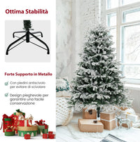 Albero di Natale Innevato135/180 cm, Albero di Natale Pre-Illuminato con Cerniera con 688/1022 Punte di Rami PE PVC & 200/350 Luci LED Bianche Calde per Casa e Ufficio (180 cm)