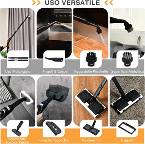 2000W Pulitore a Vapore con 19 Accessori e Serbatoio da 1,5L, Vapore per Tappeti, per Pulizie Profonde Pavimenti Finestre e Macchine (Arancia)