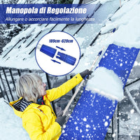 Rastrello per Neve sul Tetto da 189-620 cm, Rastrello in Alluminio con Impugnatura Regolabile e Antiscivolo, Attrezzo per Neve Resistente per Rimuovere Neve, per Vari Occasioni
