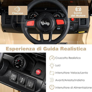 12V Auto per Bambini con Telecomando, Macchina Elettrica con 2 Posti Musica Porta USB e Luce, Velocità Regolabile 2,6-6km/h, per 3-8 Anni (Cachi)