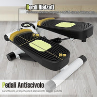 Mini Stepper per Esercizio a Casa, Stepper Idraulico con Fasce di Resistenza, Altezza Regolabile e Pedali Antiscivolo, Dispositivo per Allenamento Completo del Corpo