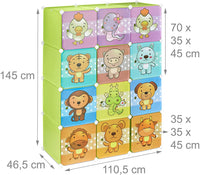 Scaffale portaoggetti per bambini armadio armadietto modulare in plastica per animali verde 13_0001209_3