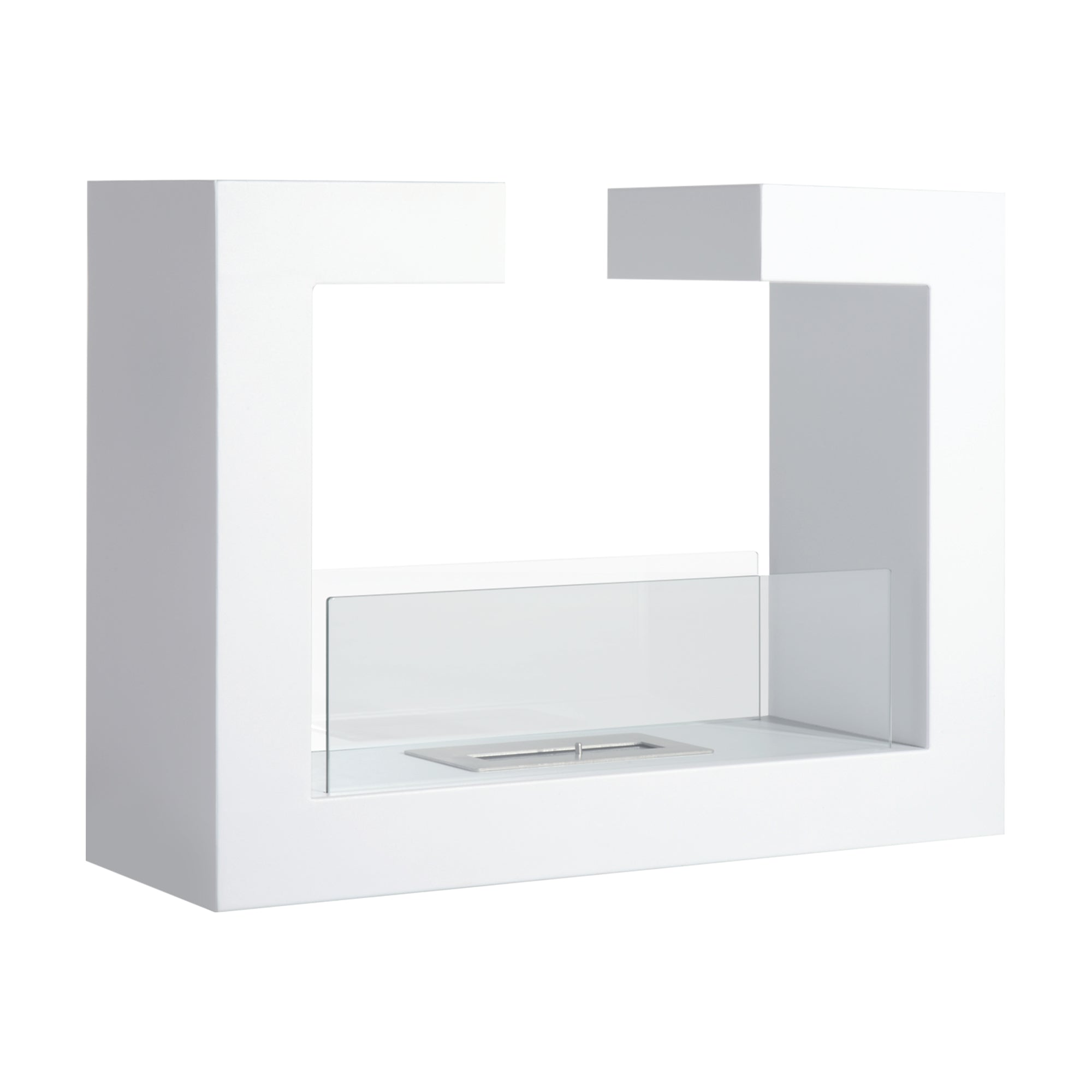 Easycomfort Caminetto a Bioetanolo da Tavolo 2000W in Acciaio Inossidabile Inodore con Vetro 78 x 25 x 58 cm Bianco