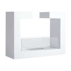 Easycomfort Caminetto a Bioetanolo da Tavolo 2000W in Acciaio Inossidabile Inodore con Vetro 78 x 25 x 58 cm Bianco