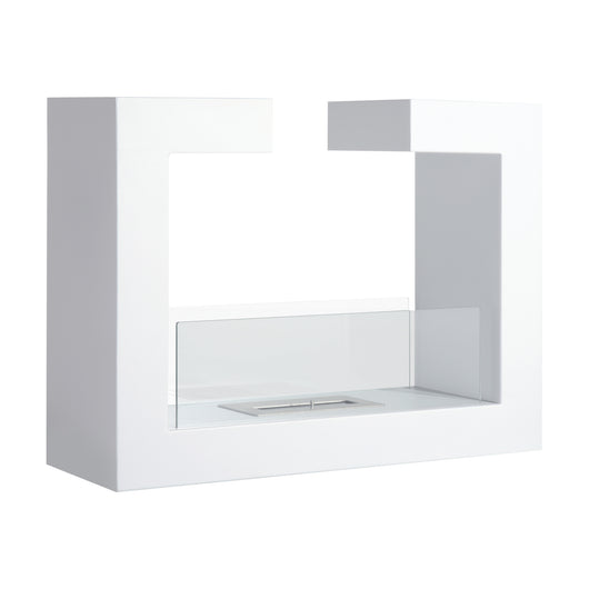 Easycomfort Caminetto a Bioetanolo da Tavolo 2000W in Acciaio Inossidabile Inodore con Vetro 78 x 25 x 58 cm Bianco