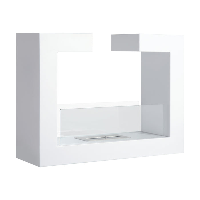 Easycomfort Caminetto a Bioetanolo da Tavolo 2000W in Acciaio Inossidabile Inodore con Vetro 78 x 25 x 58 cm Bianco
