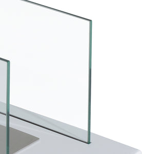 Easycomfort Camino a Bioetanolo da Tavolo 830 W Bruciatori senza Residui Inodore In Acciaio Inox con Vetro 35x18x21 cm Bianco