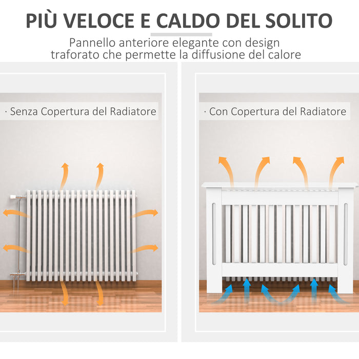 EasyComfort Copritermosifone a Doghe in MDF per Casa e Ufficio, 112x19x81 cm, Bianco