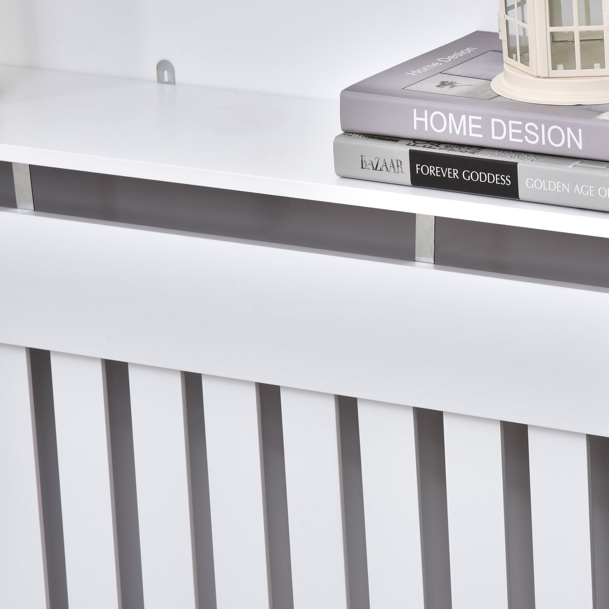 EasyComfort Copritermosifone a Doghe in MDF per Casa e Ufficio, 112x19x81 cm, Bianco