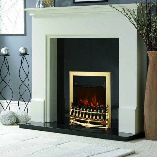 EasyComfort Camino Elettrico da Incasso o da Terra Potenza 1000W / 2000W in Plastica e Metallo 48.2 × 18.5 × 59.2cm Oro