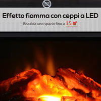 Easycomfort Camino Elettrico da Tavolo con Effetto Fiamma, Caminetto con Potenza Regolabile 600/1200W, Copertura 10-15m², Nero