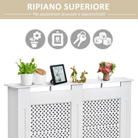 Easycomfort Copritermosifone Moderno a Griglia in MDF per Casa e Ufficio, 111.5x82x19 cm, Bianco