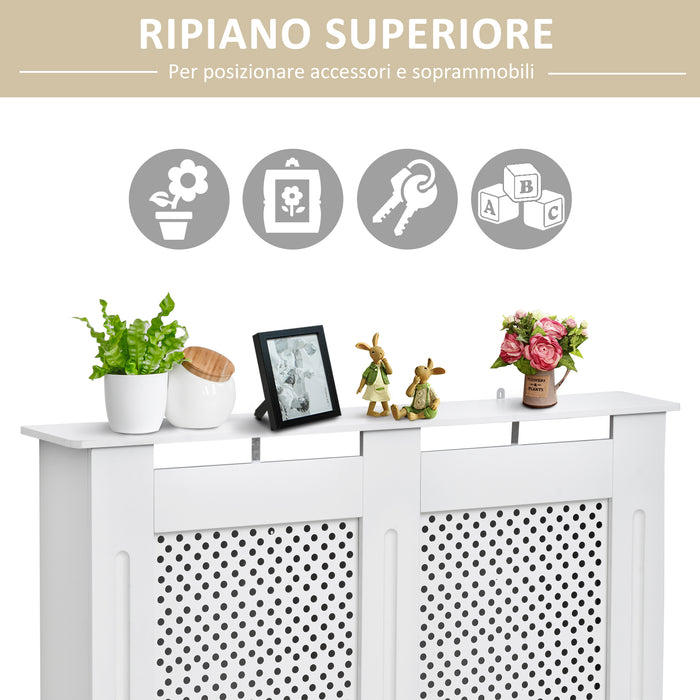 Easycomfort Copritermosifone Moderno a Griglia in MDF per Casa e Ufficio, 111.5x82x19 cm, Bianco