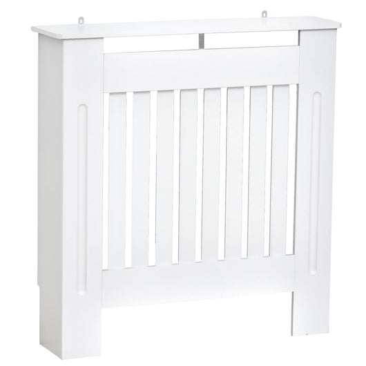 Easycomfort Copritermosifone in Legno Bianco per Caloriferi e Radiatori, con Doghe Verticali e Piano d'Appoggio, 78x19x81cm