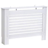 Easycomfort Copritermosifone in Legno Bianco per Caloriferi e Radiatori, con Struttura a Doghe e Ripiano, 112 x 19 x 81cm