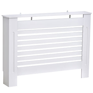 Easycomfort Copritermosifone in Legno Bianco per Caloriferi e Radiatori, con Struttura a Doghe e Ripiano, 112 x 19 x 81cm