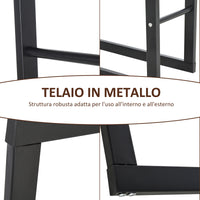 Easycomfort Porta Legna Verticale in Metallo Nero da Interni ed Esterni con Portata 100 kg max, 40x25x150 cm